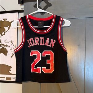 Jordan Black Red & White Cropped Basketball Jersey